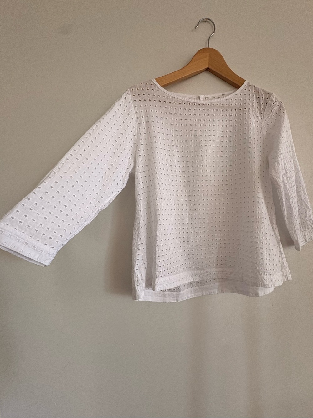 White Eyelet Cotton Blouse Sheer